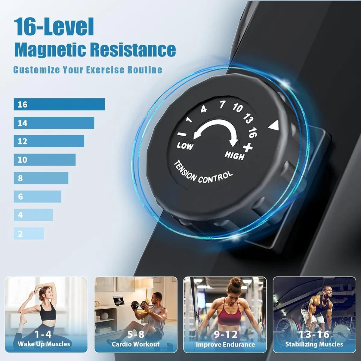 Rowing Machine Magnetic Rower for Home 16 Levels - Image 3