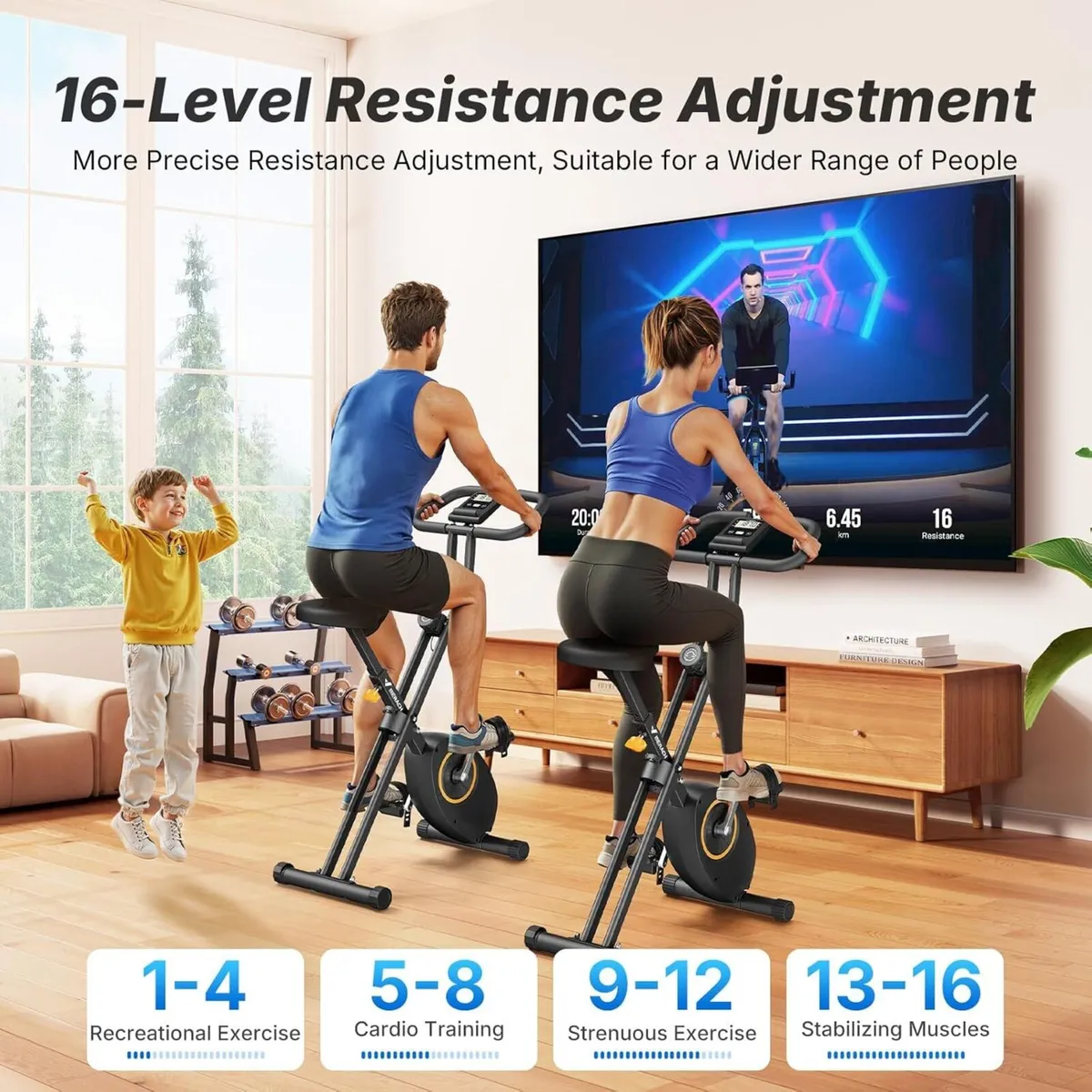 Folding Exercise Bike Home Trainer with LCD - Image 4