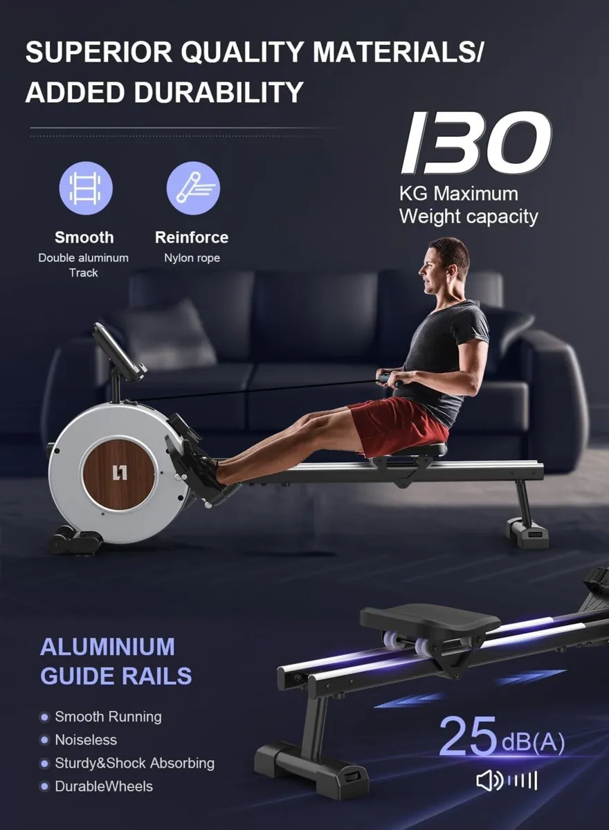 Rowing Machine Magnetic With 16 Level Adjustable - Image 4