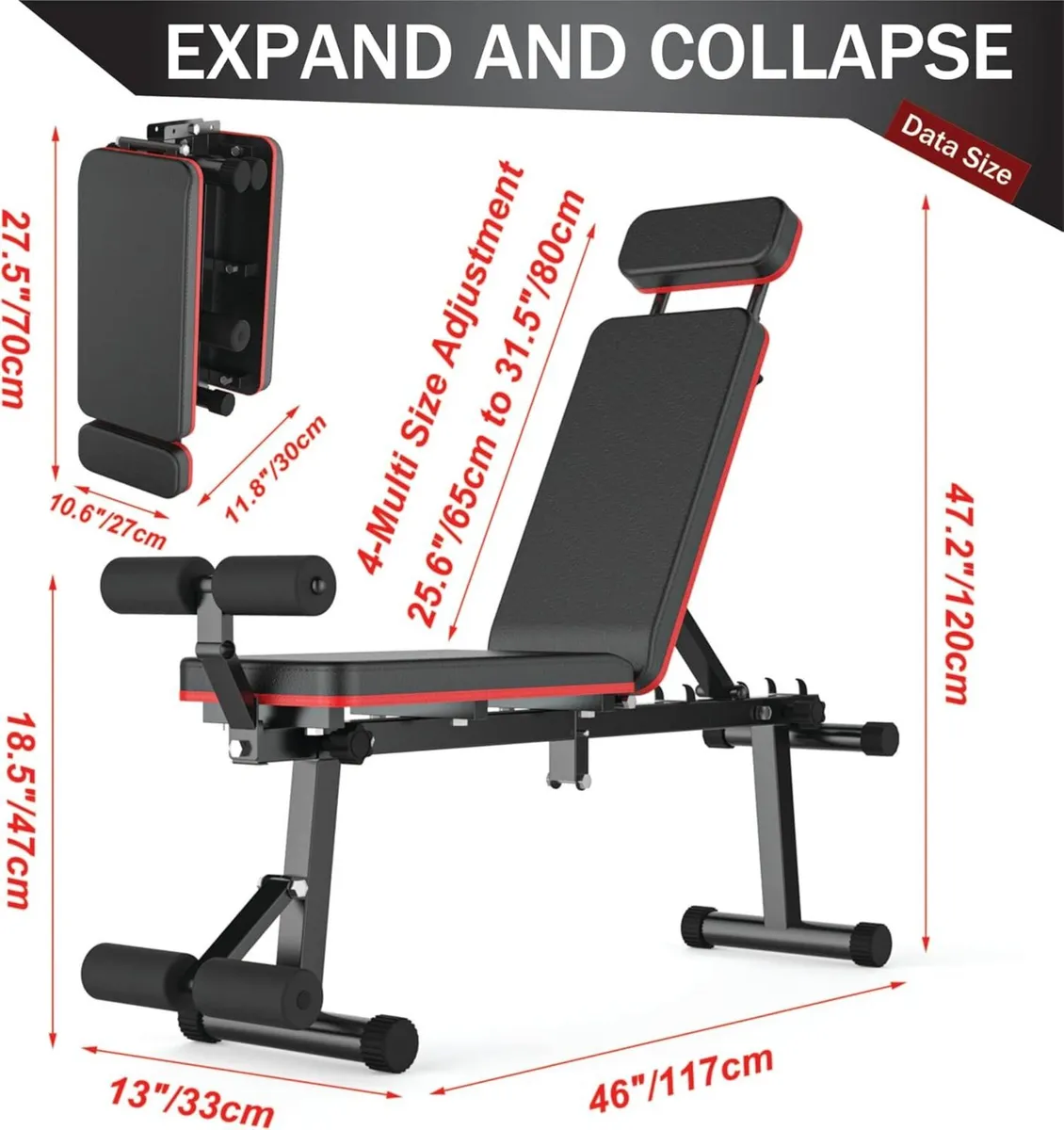 Adjustable Weight Bench Foldable Incline/Decline/F - Image 2
