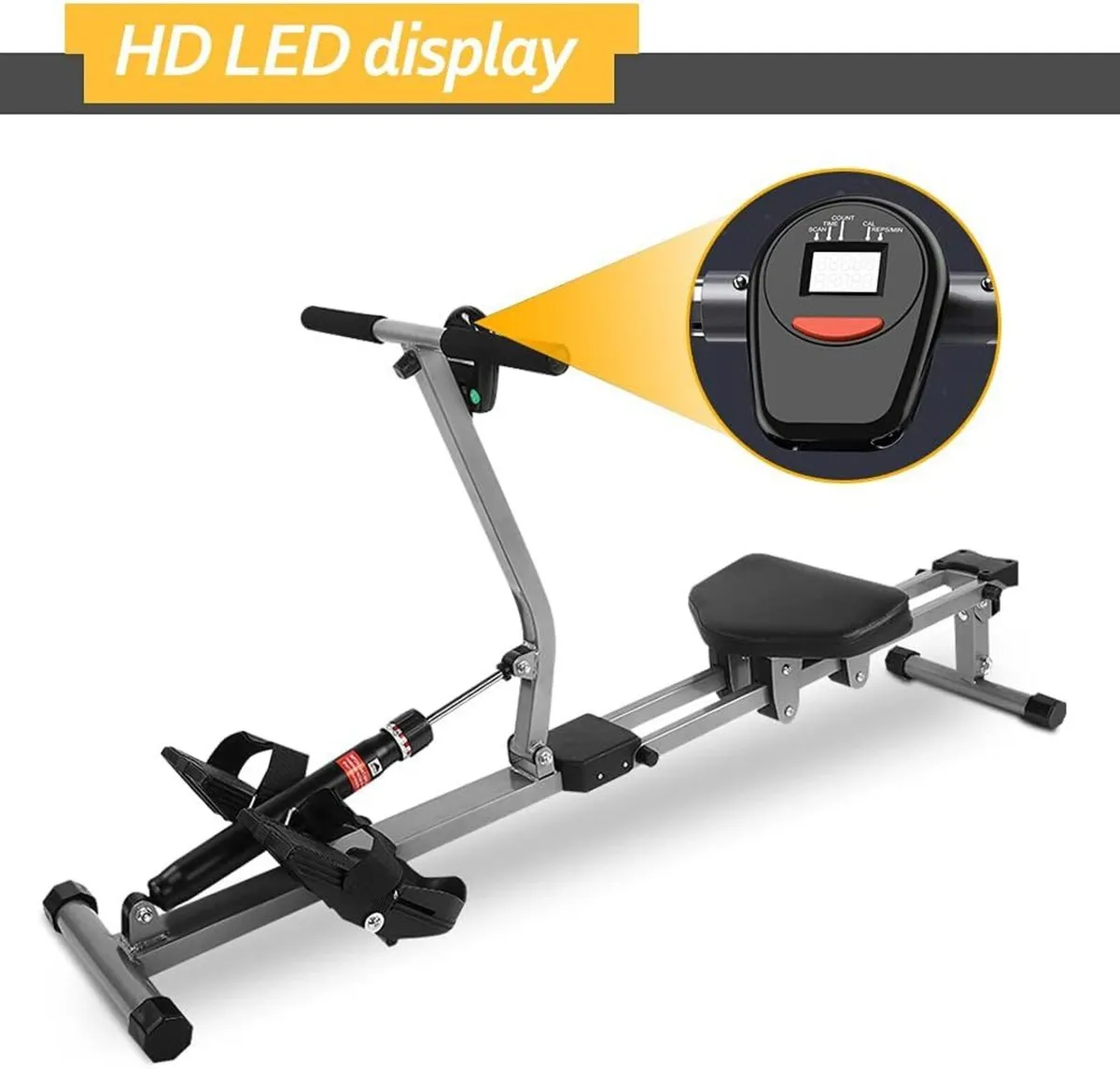 Rowing Machine Steel Folding Fitness with 12 - Image 3