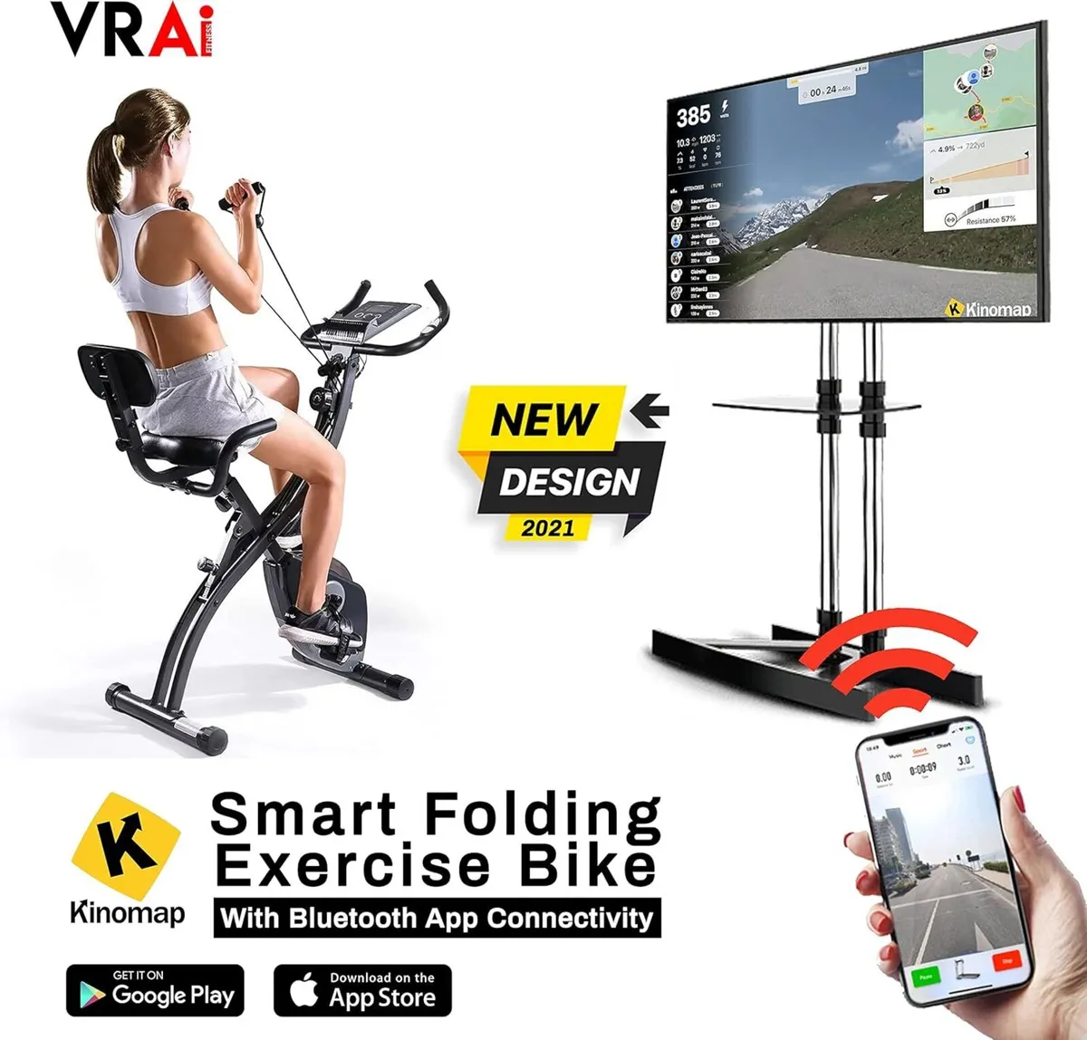 SXB-350 Bluetooth Smart Folding Exercise Bike-Kino - Image 3