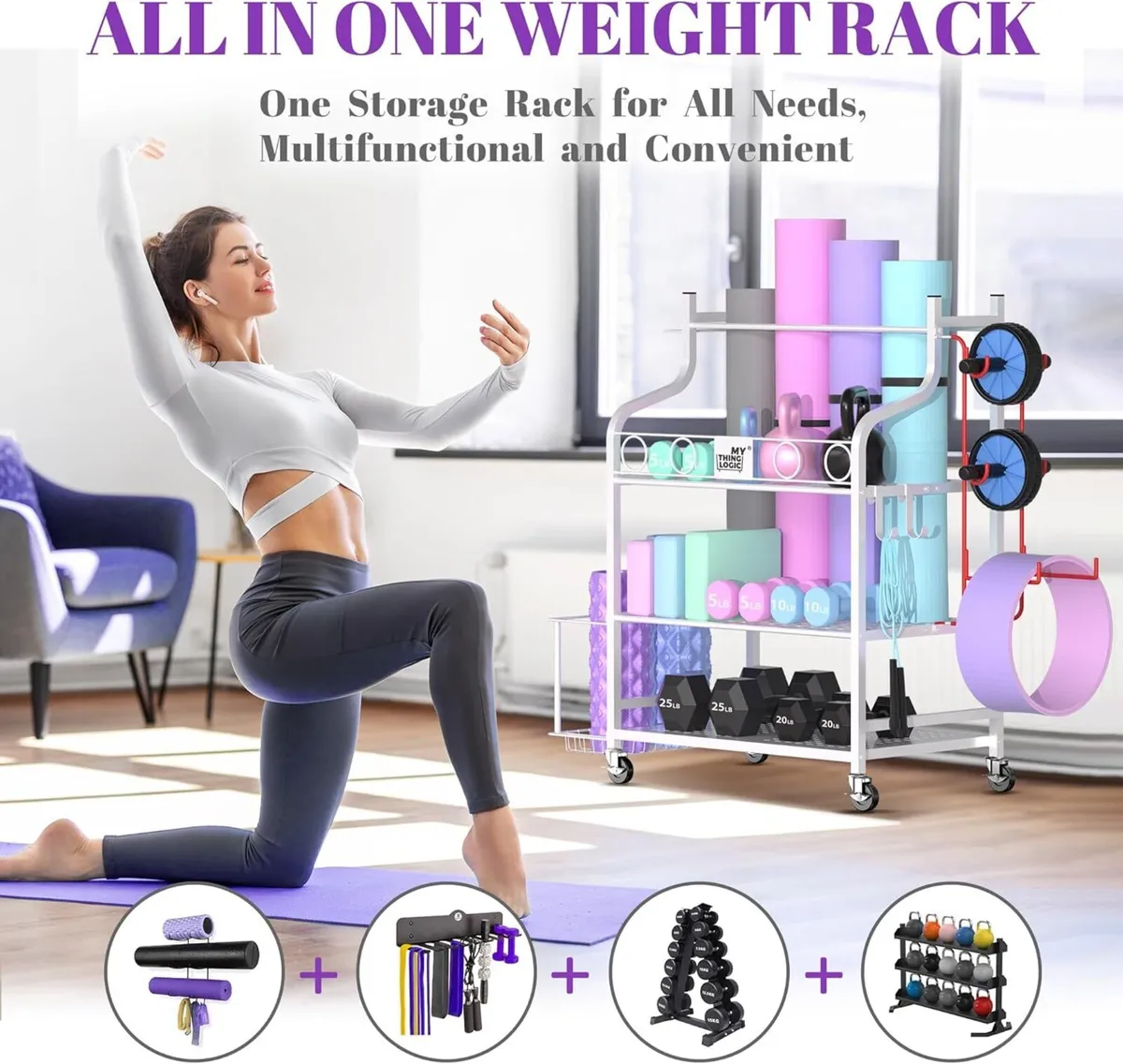 Yoga Mat Storage Racks Home Gym Rack for Dumbbells - Image 3