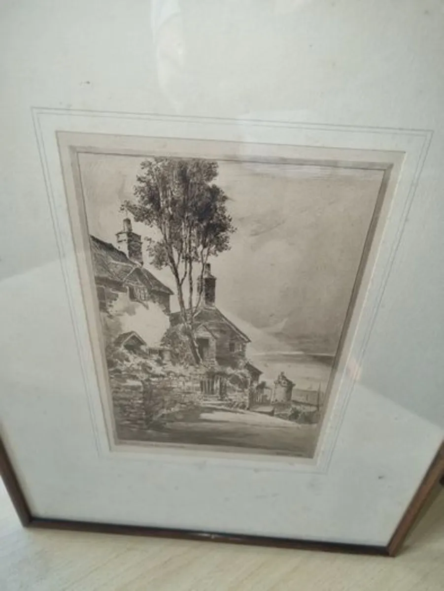 Vintage Etching "Shelley's Cottage, Lynmouth" - Image 2