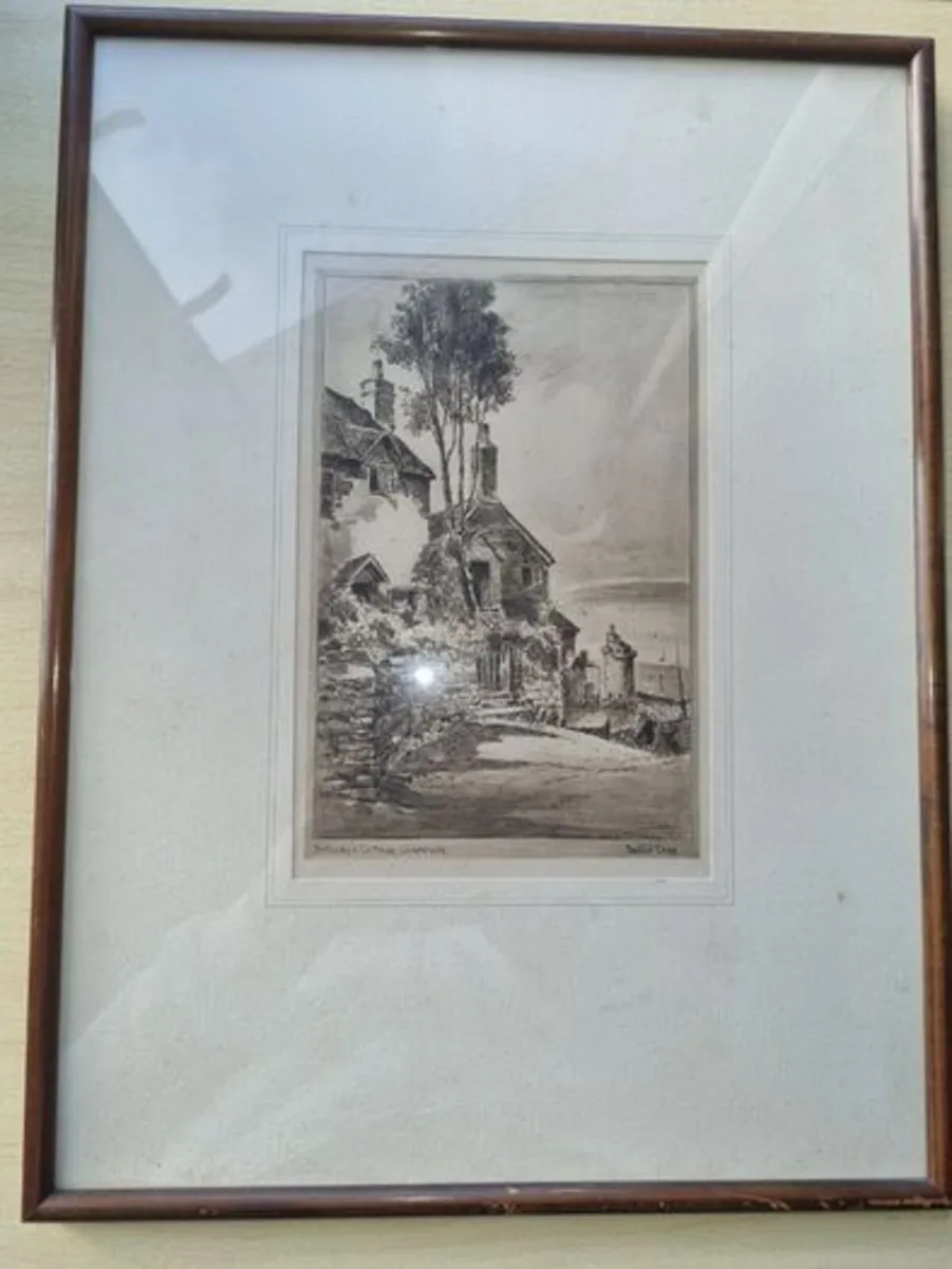 Vintage Etching "Shelley's Cottage, Lynmouth" - Image 3