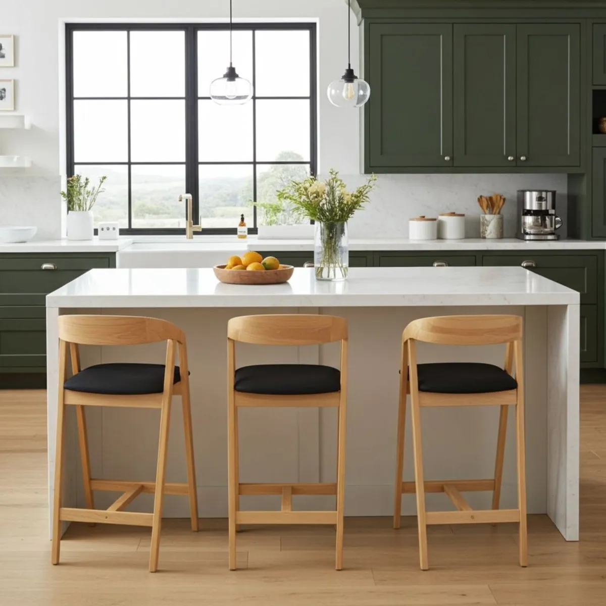 Nordic Oak Bar Stool with Backrest - Image 3