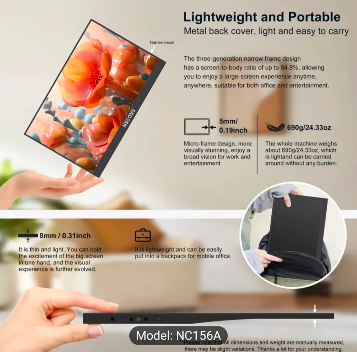 Nseovs 15.6 Inch Portable Monitor - price firm - Image 3