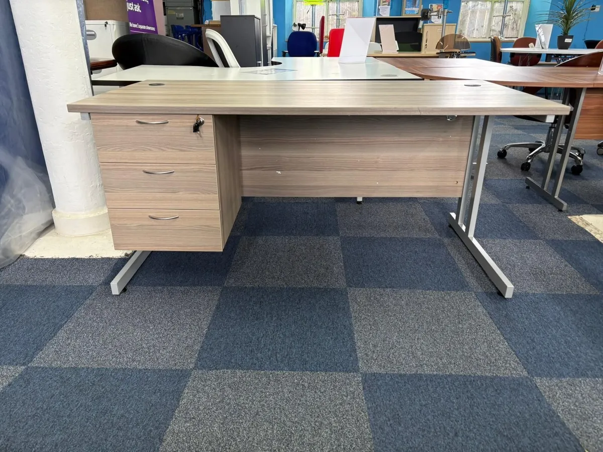 Grey Oak Desk with Fixed Pedestal - £225+VAT - Image 3
