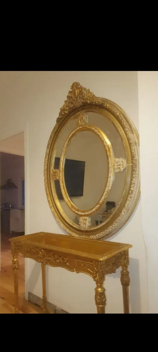 antique victorian plate mirror gilt 4.5ft tall - Image 1
