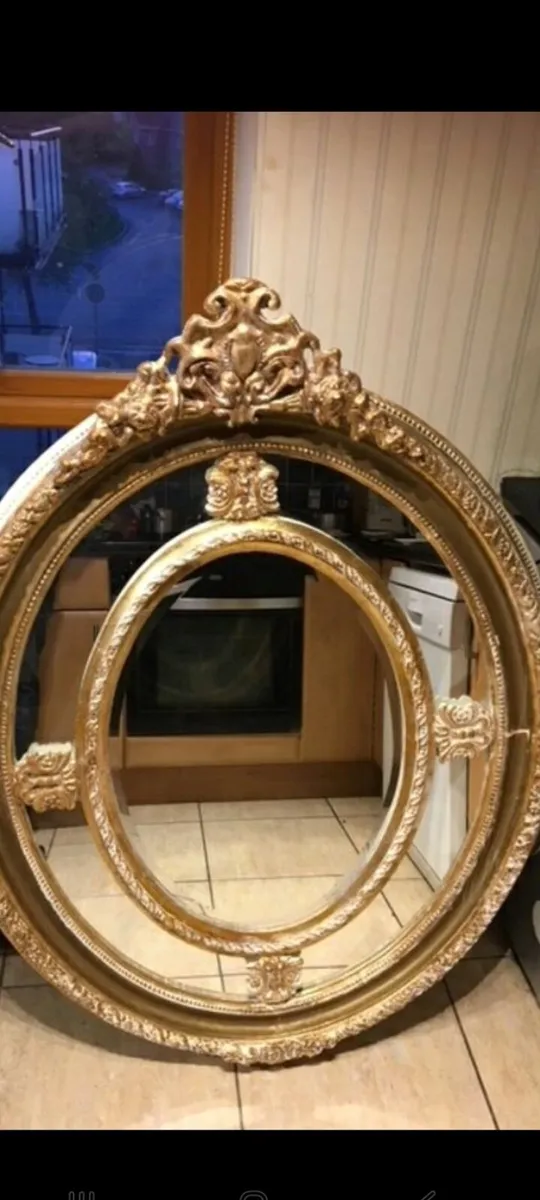 antique victorian plate mirror gilt 4.5ft tall - Image 2