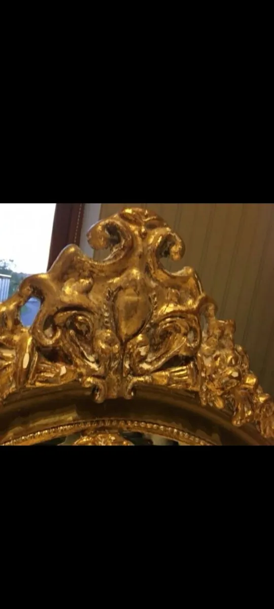 antique victorian plate mirror gilt 4.5ft tall - Image 4