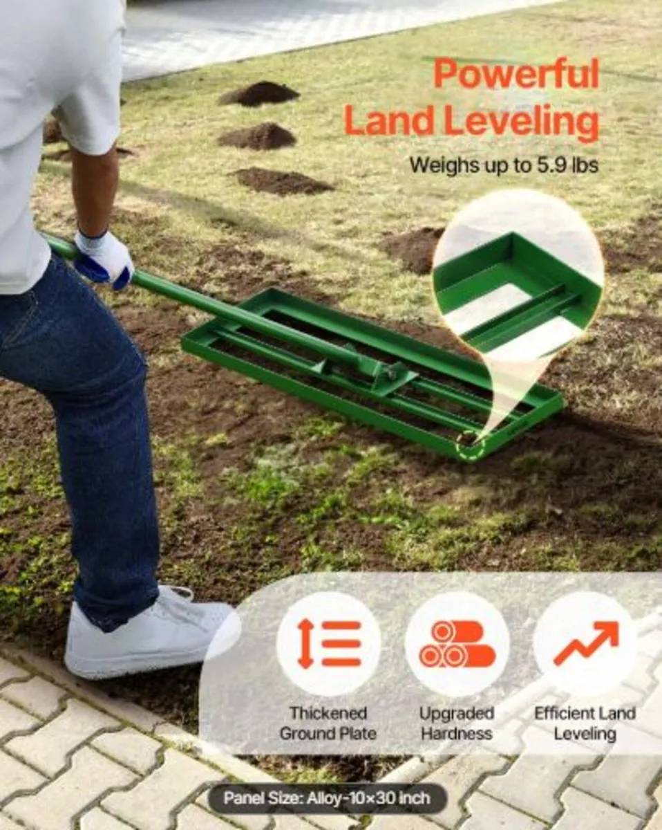 Lawn Leveling Rake, 30"x10" Level Lawn Tool, Heavy - Image 4