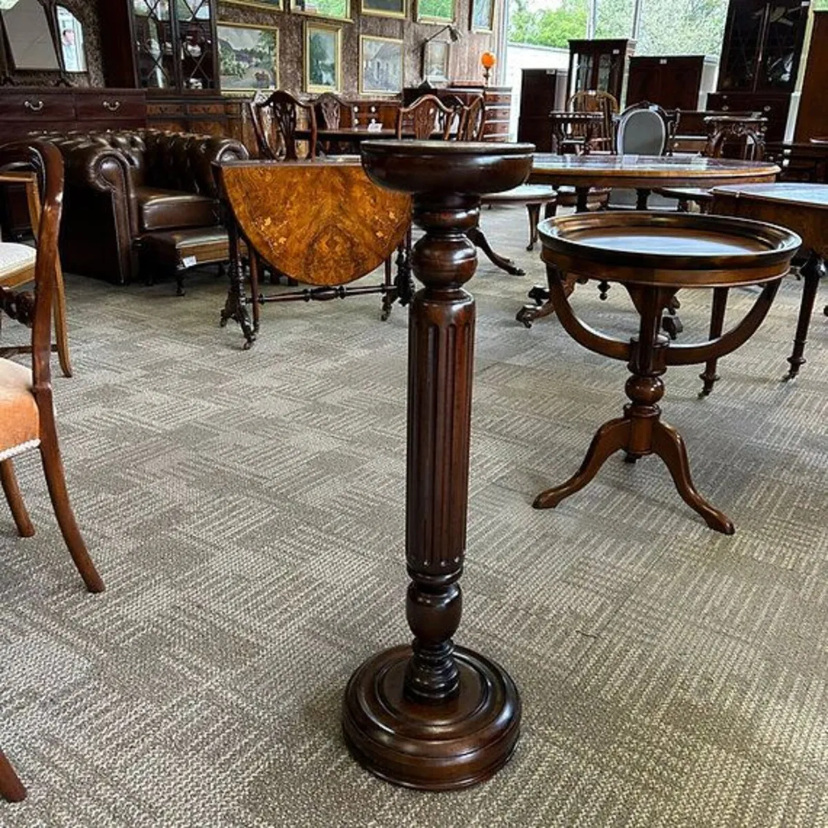 Fabulous mahogany round top plant pot stand
