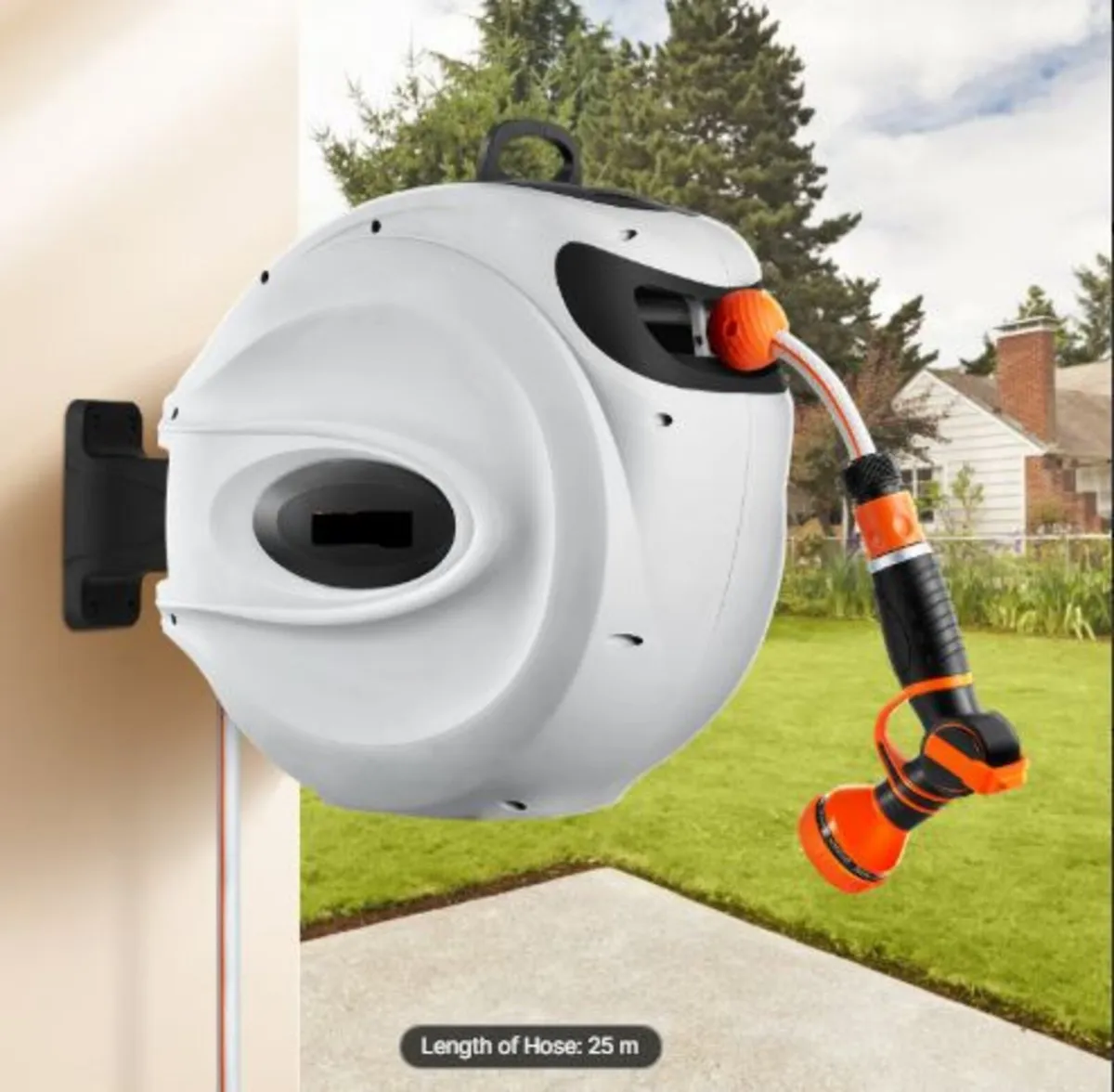 Retractable Hose Reel Water Hose Reel 25m x 1.3cm - Image 4