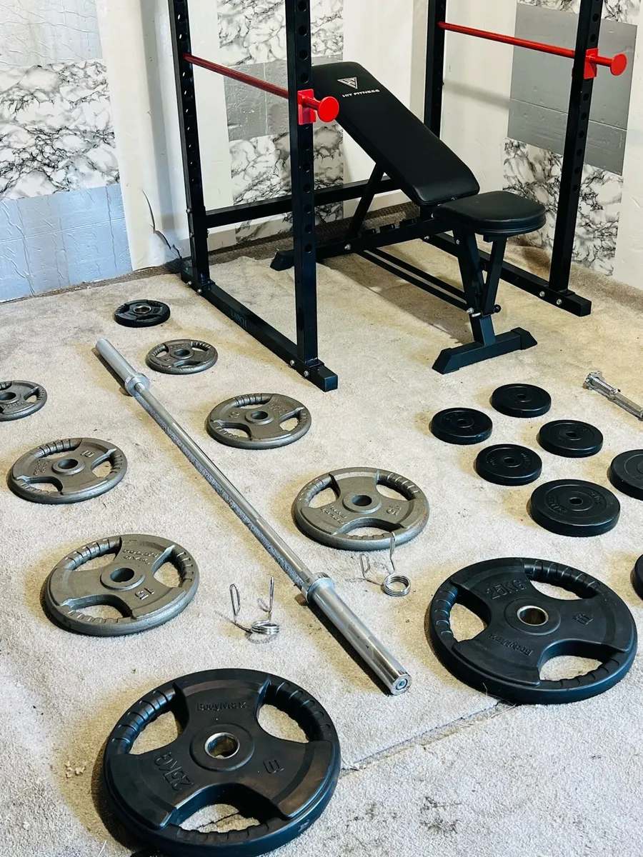 POWER RACK BENCH OLYMPIC WEIGHTS BARBELL DUMBBELL+ - Image 3