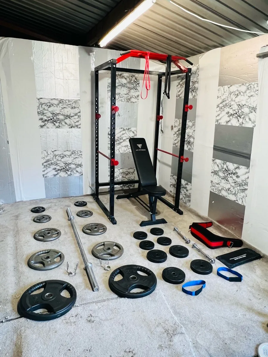 POWER RACK BENCH OLYMPIC WEIGHTS BARBELL DUMBBELL+ - Image 1