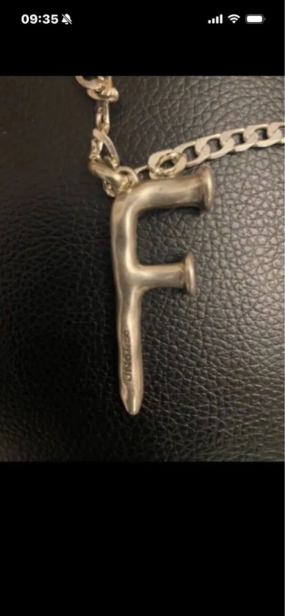 Large “F” Initial on Silver Chain - Image 2