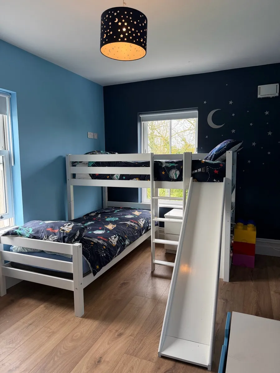 Bunk bed with slide and shelves - Image 3