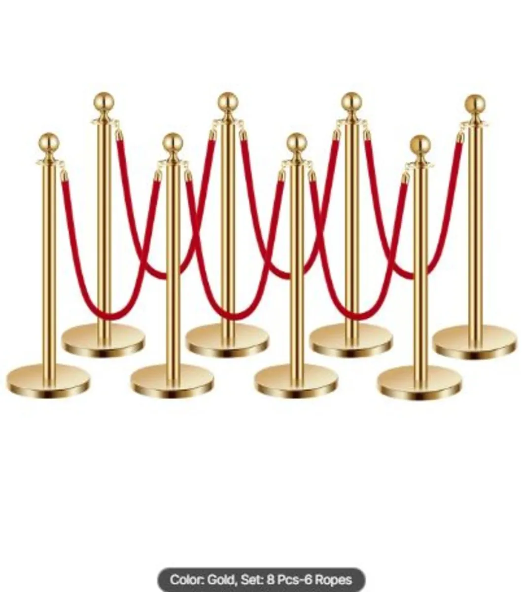 Stanchion Post, 8 Pcs Crowd Control Barrier Set - Image 1