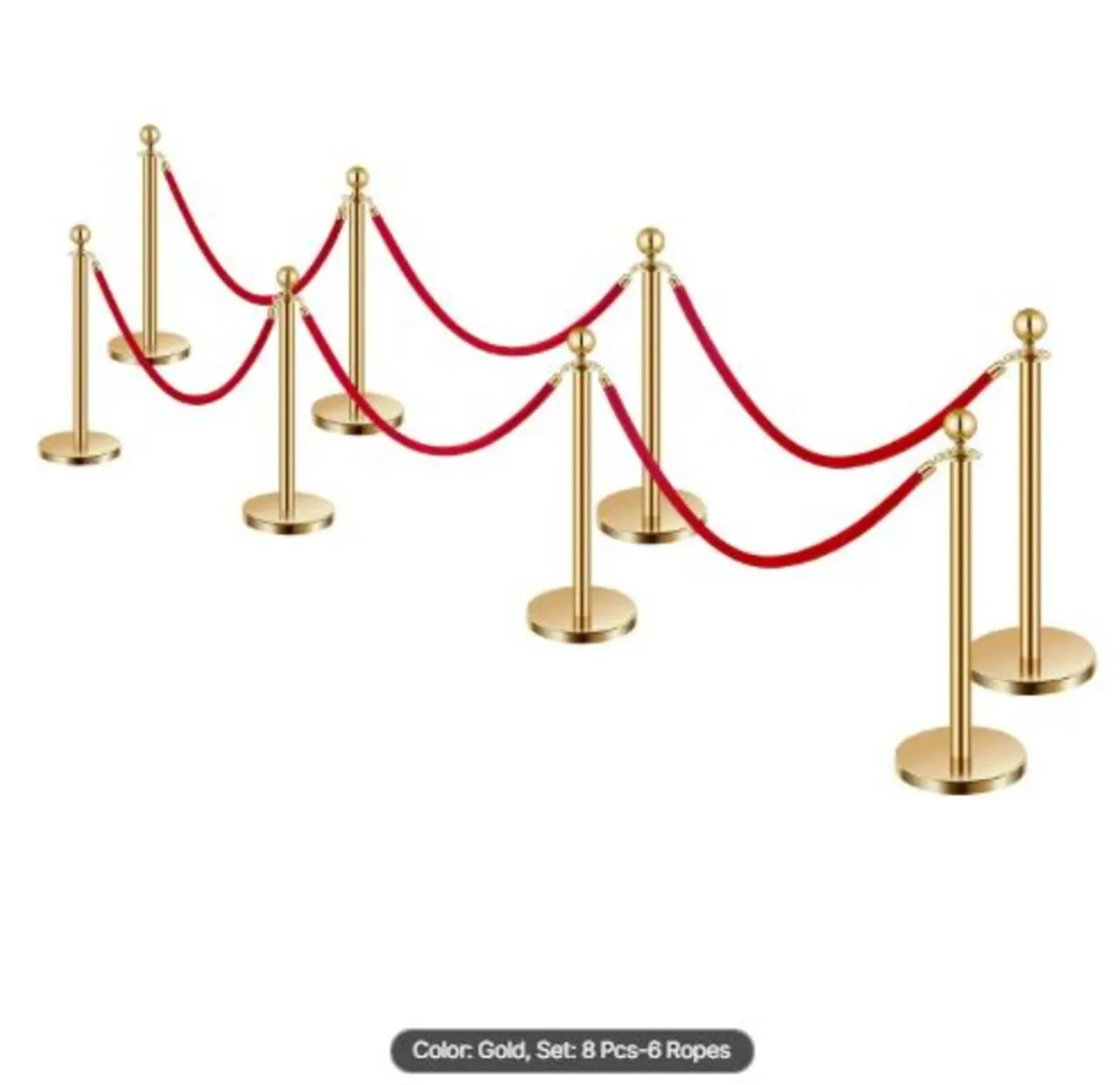 Stanchion Post, 8 Pcs Crowd Control Barrier Set - Image 4
