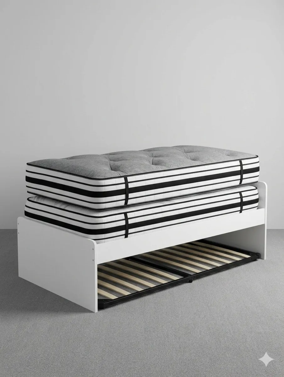 As new 2 single mattresses zip link. ex frames - Image 3