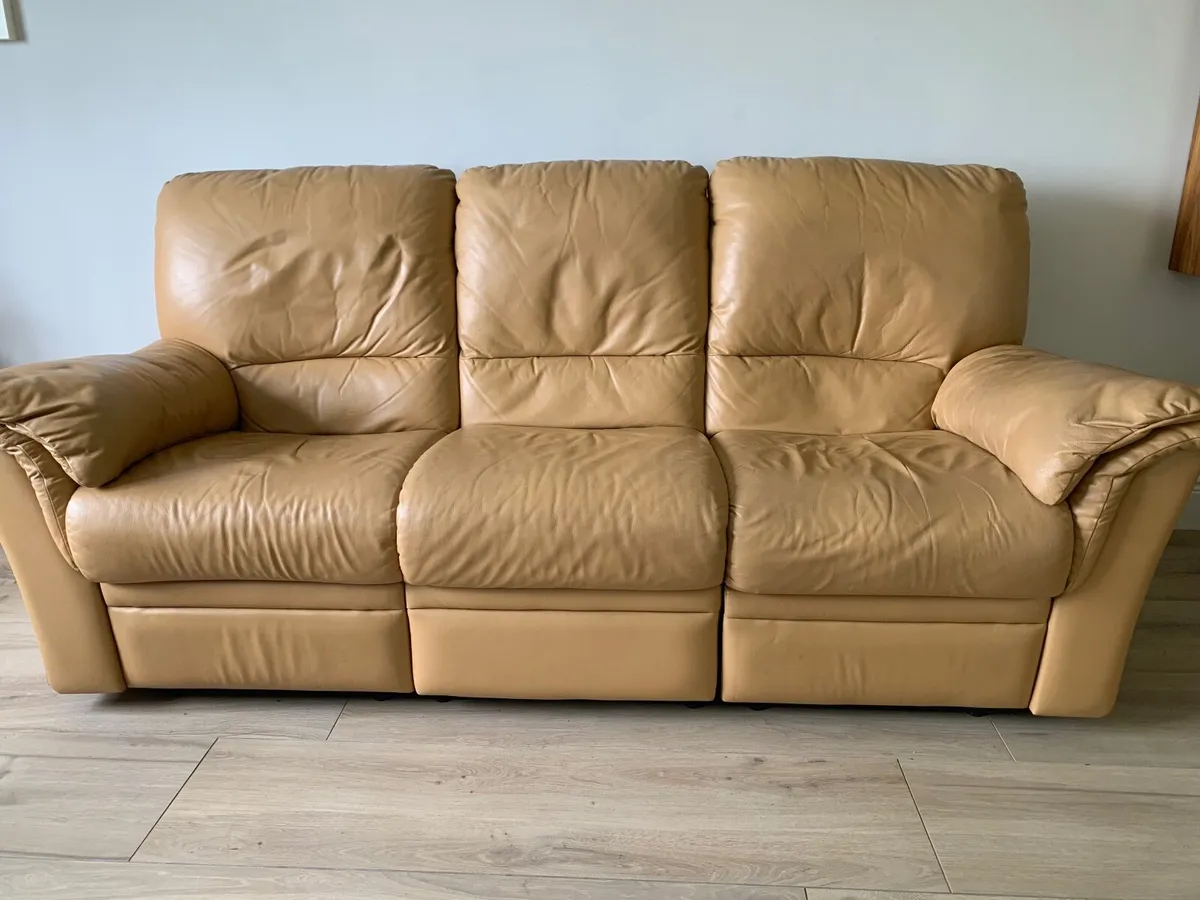 Natuzzi Leather Recliner Sofa - Image 1