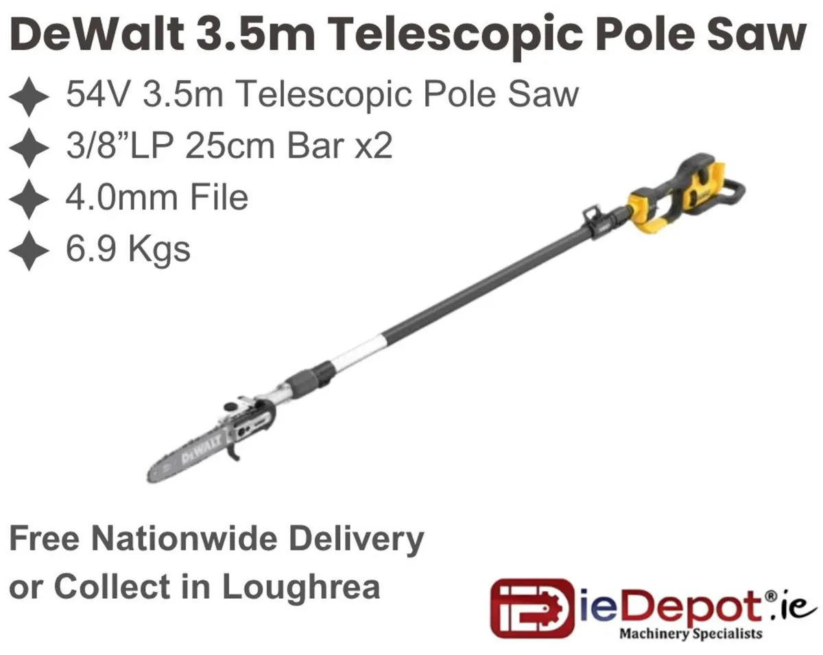 DeWalt 54V XR FLEXVOLT 3.5m Telescopic Pole Saw
