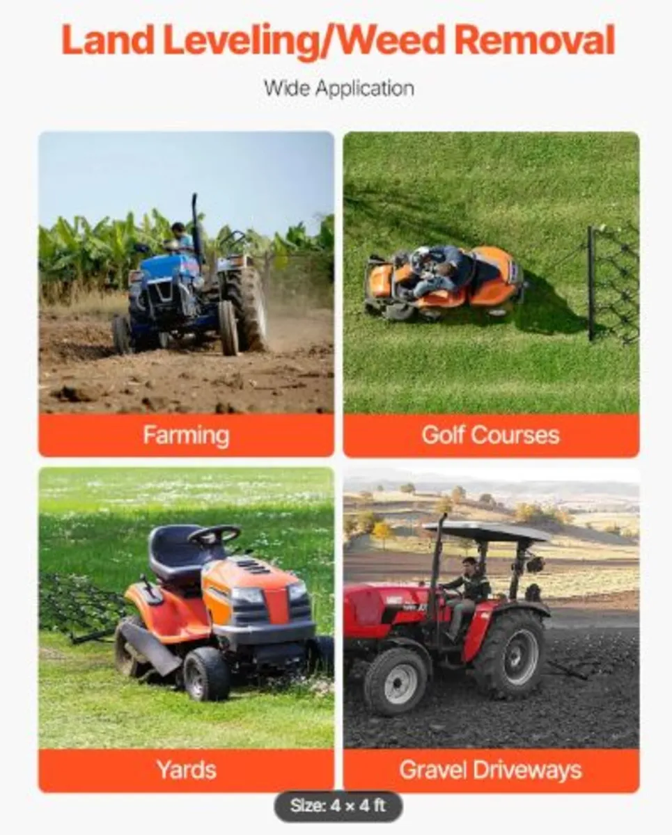 Drag Harrow,4 x 4 ft Durable Chain Harrow with 69 - Image 4