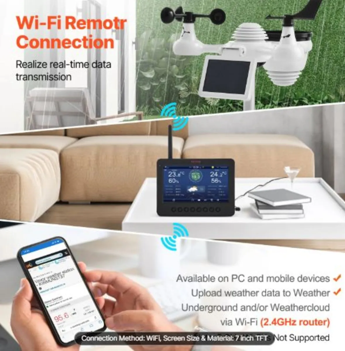 7-in-1 Wi-Fi Weather Station 186mm (7 in) TFT - Image 3