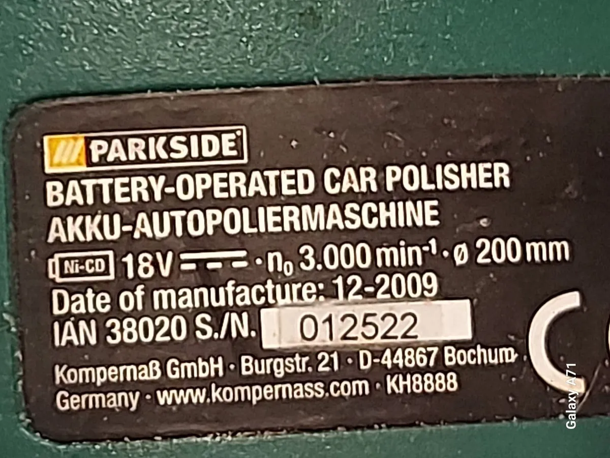 Parkside Battery Operated Car Polisher in excellen - Image 2