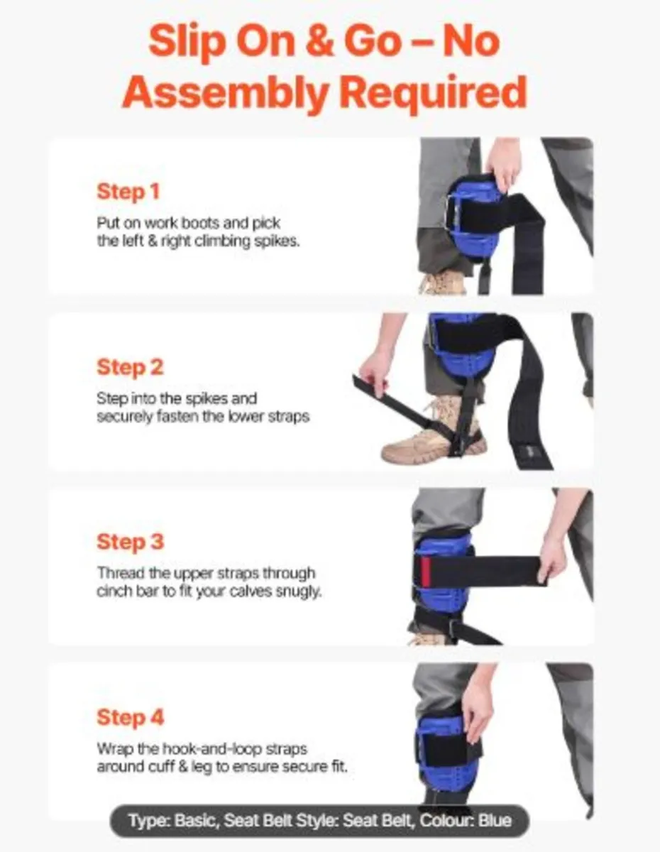 Tree Climbing Spikes Set, Height-Adjustable Tree - Image 4