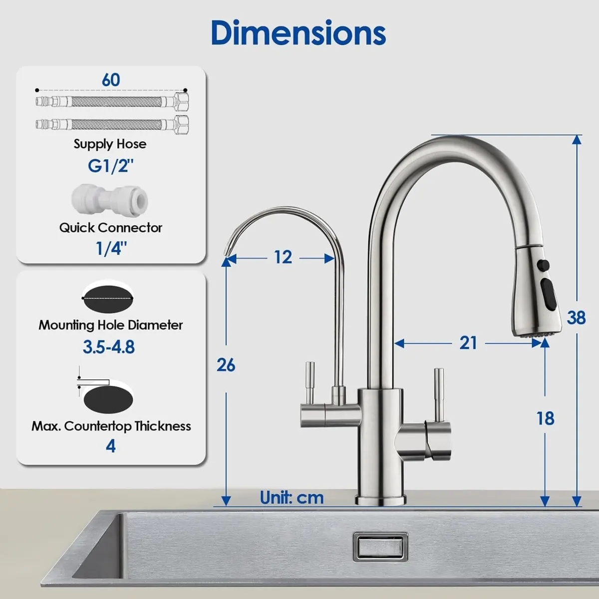 Monobloc Kitchen Sink Mixer Tap with Pull Out - Image 3