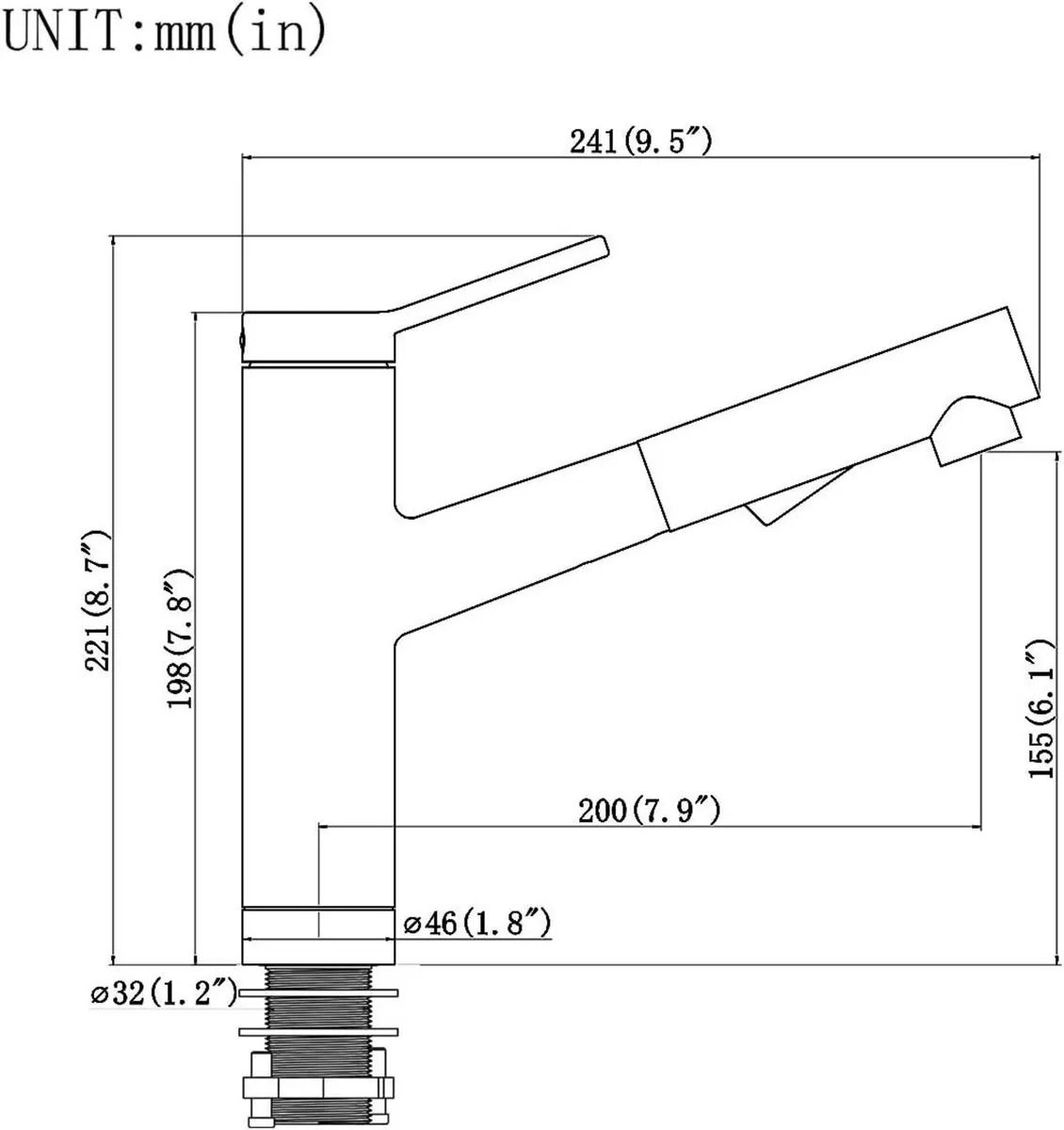 Pull Out Kitchen Tap Kichen Mixer with Dual Mode - Image 2