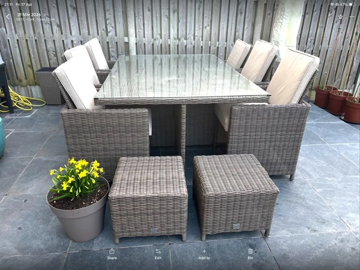 Rattan Cube Garden table & chairs set - Image 2