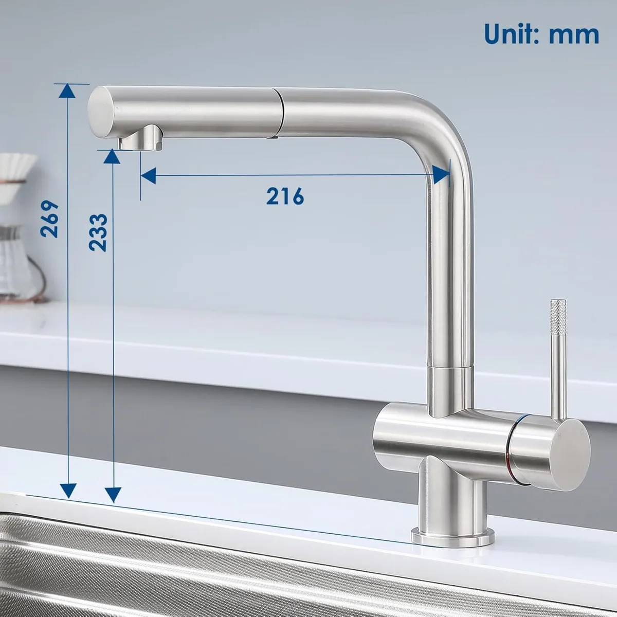 Kitchen Tap Extendable Mixer with Pull Out Spray - Image 2