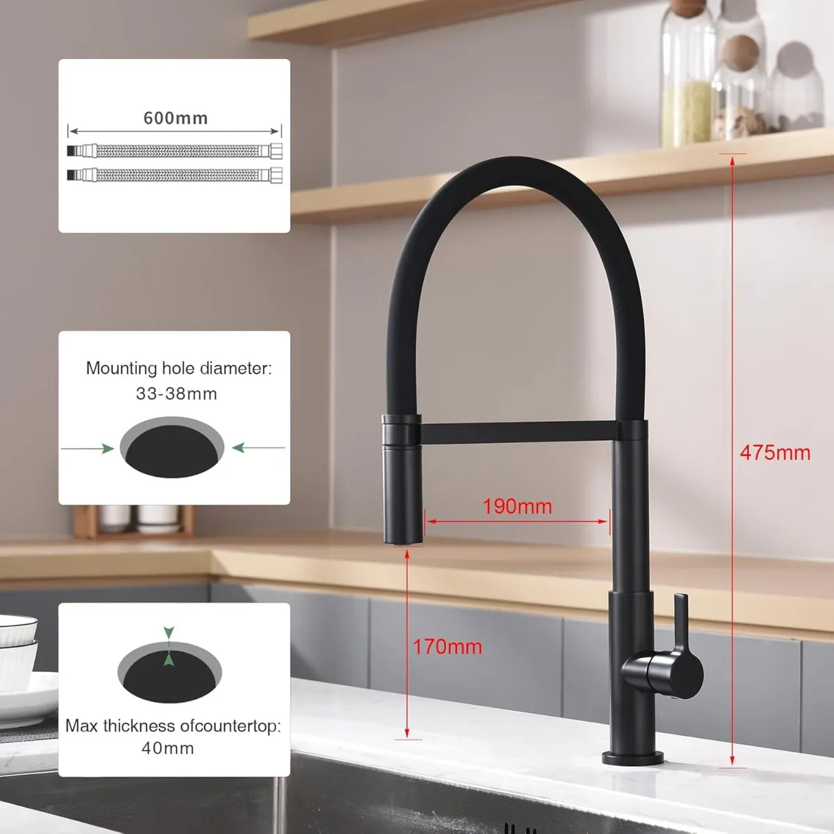 Kitchen Sink Mixer Tap Flexible with Pull Out - Image 3