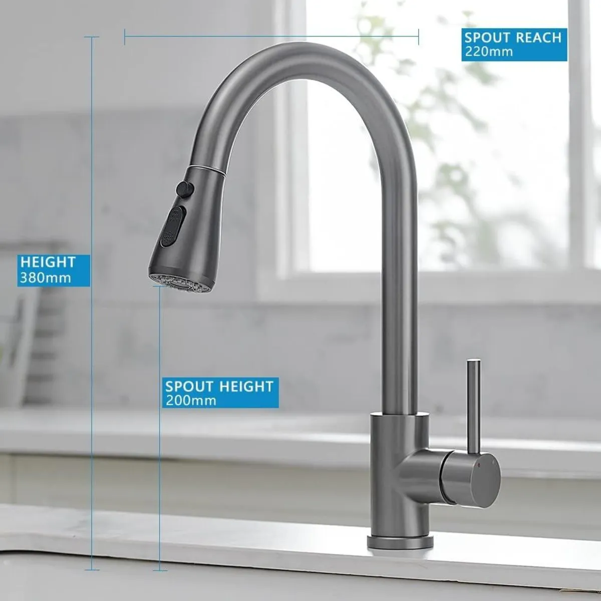 Kitchen Sink Mixer Tap with Pull Down Sprayer - Image 3