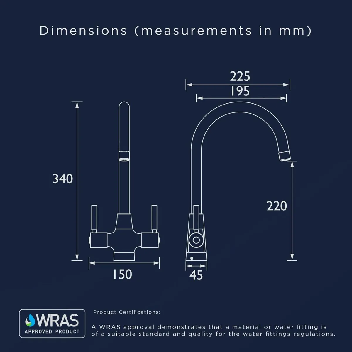 Monza Kitchen Tap - swivel spout two lever - Image 3