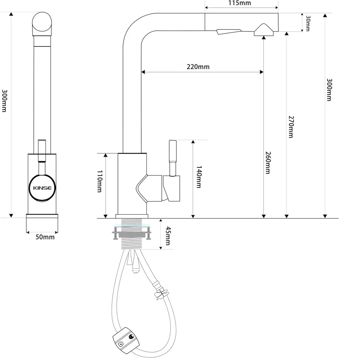 Kitchen Mixer Tap with Pull-Out Spray Head - Image 3