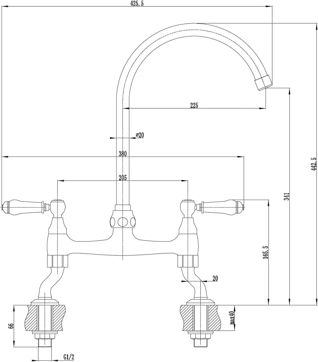 Astbury KT103 Deck Mounted Brushed Nickel Kitchen - Image 3