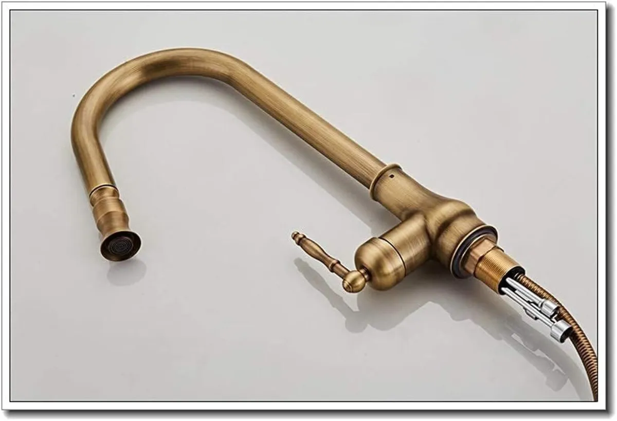 Antique Brass Kitchen Faucets Pull Out Spray Head - Image 4