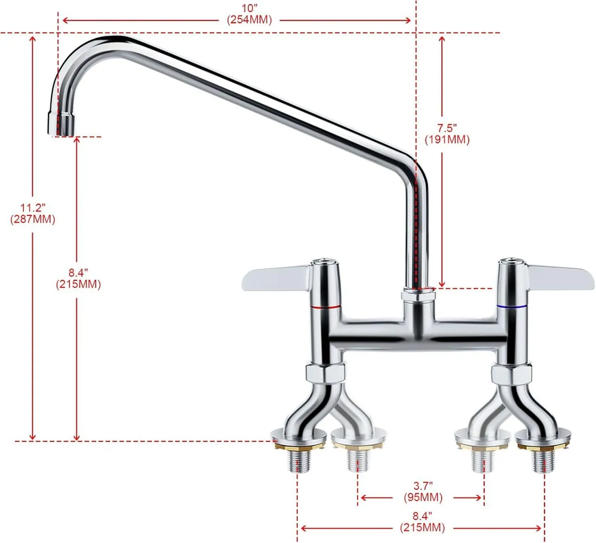 Commercial Tap Deck Mount 4-8 Inch Adjustment - Image 3