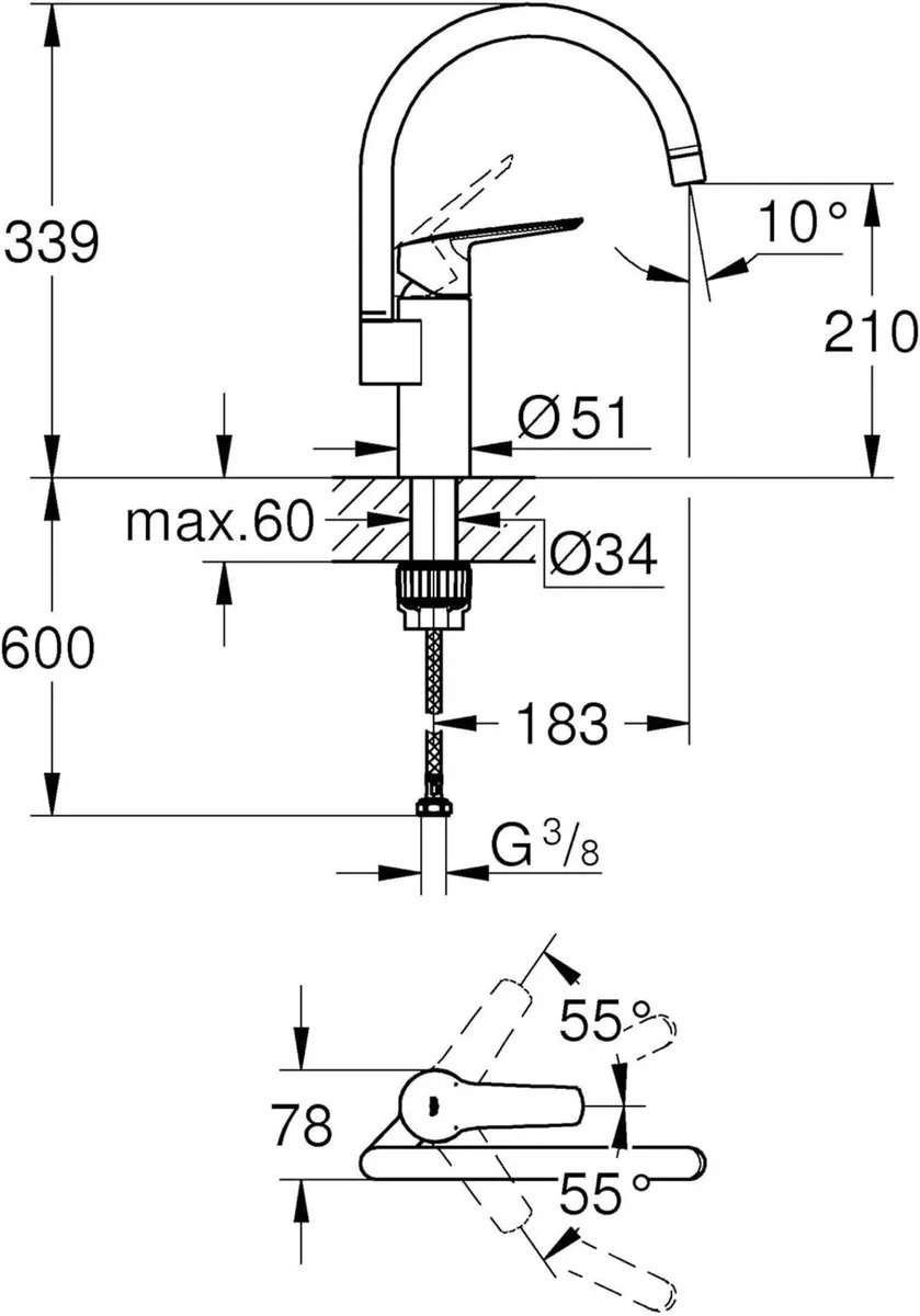 QUICKFIX Start – Kitchen Sink 1 Lever Mixer Tap - Image 3