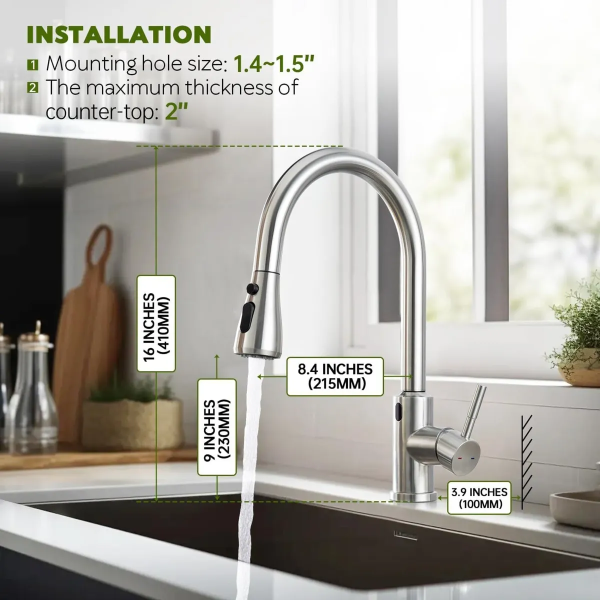 Kitchen Sink Tap touchless Sensor with Pull Out - Image 4