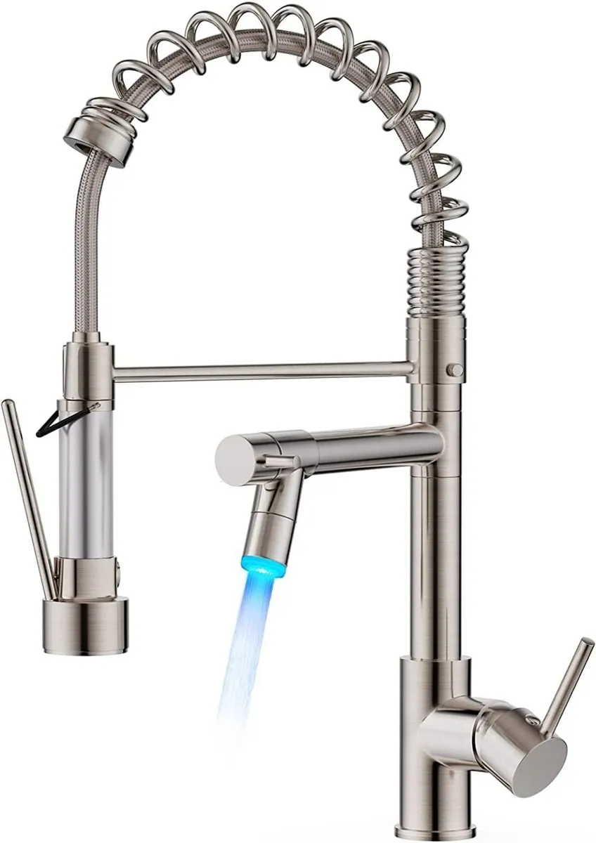 LED Kitchen Tap Mixer Taps with Two Spouts - Image 1