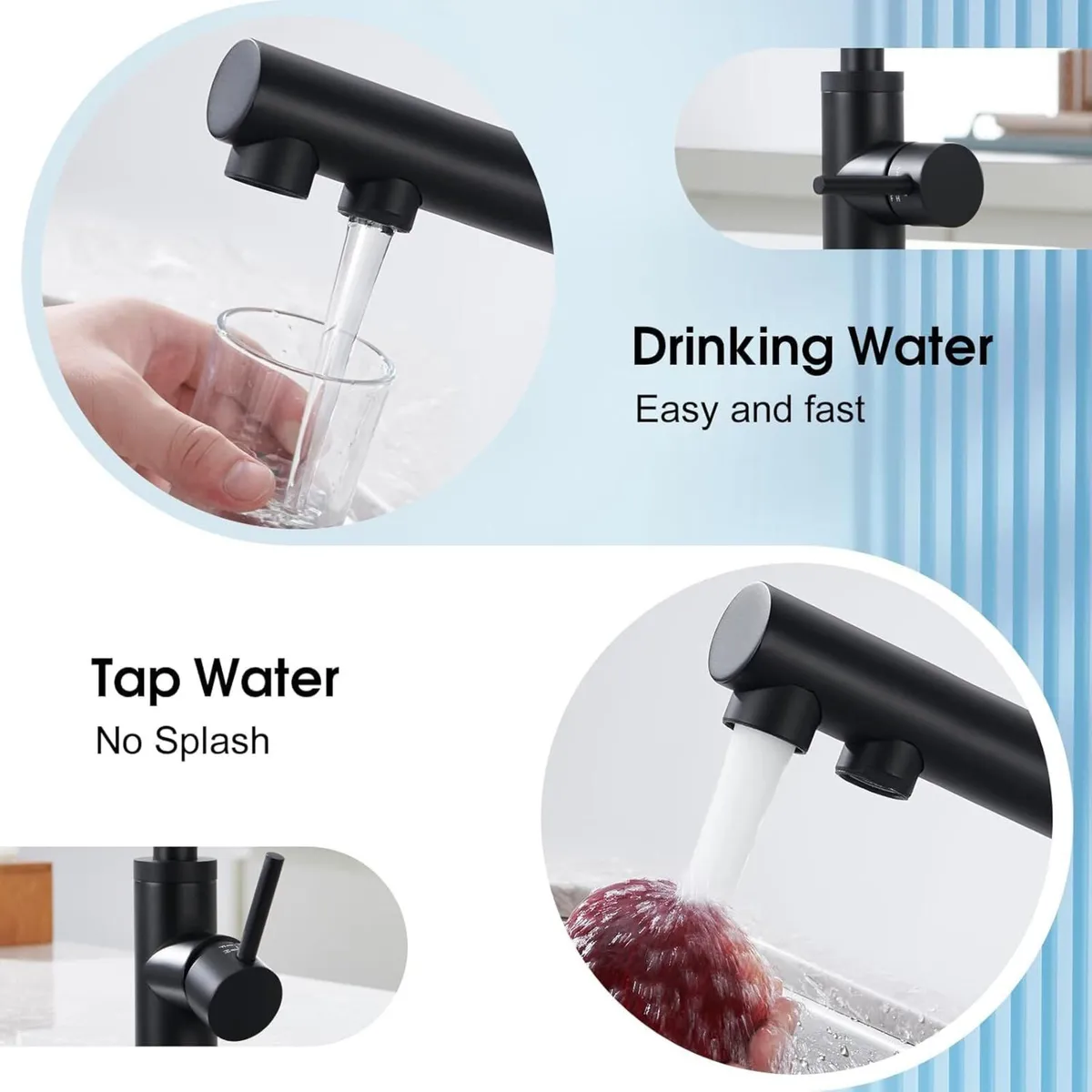 3 Way Kitchen Tap 360 degrees Swivel Sink Mixer - Image 3