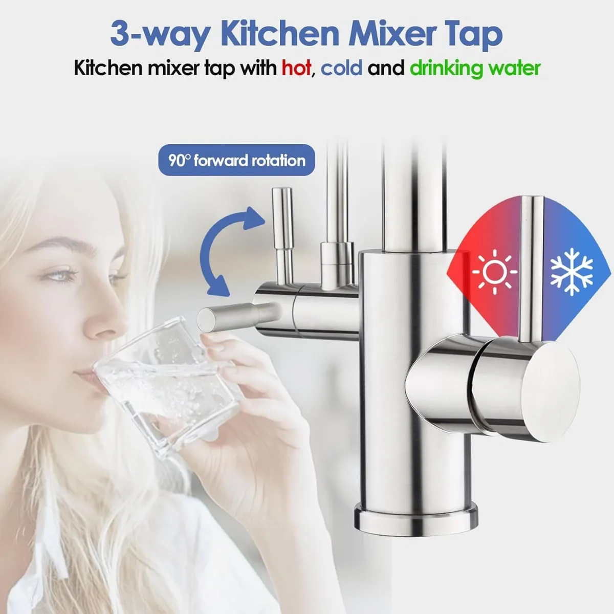 3 Way Spring Kitchen Mixer Tap with Water Filter - Image 4