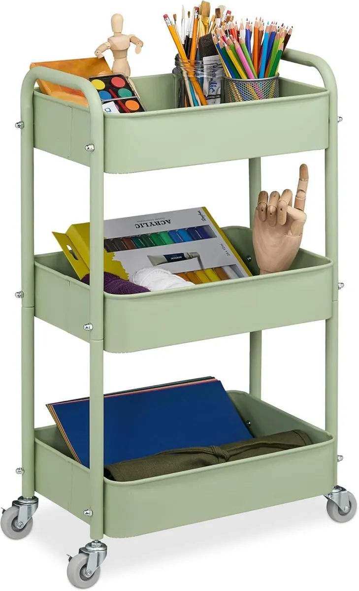 Rolling Cart 3 Tiers Serving Trolley Utilities - Image 1