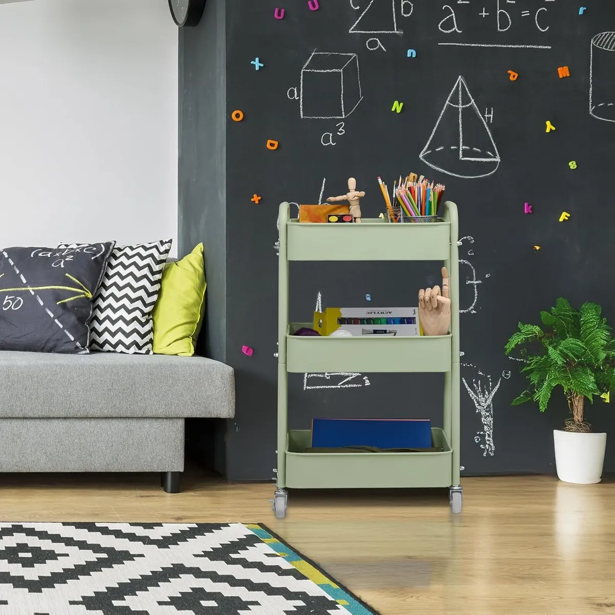 Rolling Cart 3 Tiers Serving Trolley Utilities - Image 2