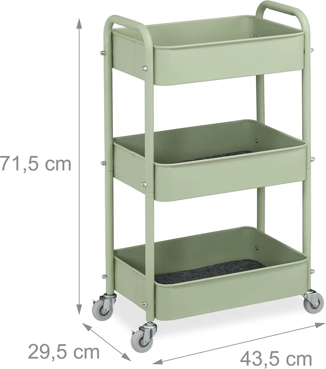 Rolling Cart 3 Tiers Serving Trolley Utilities - Image 3